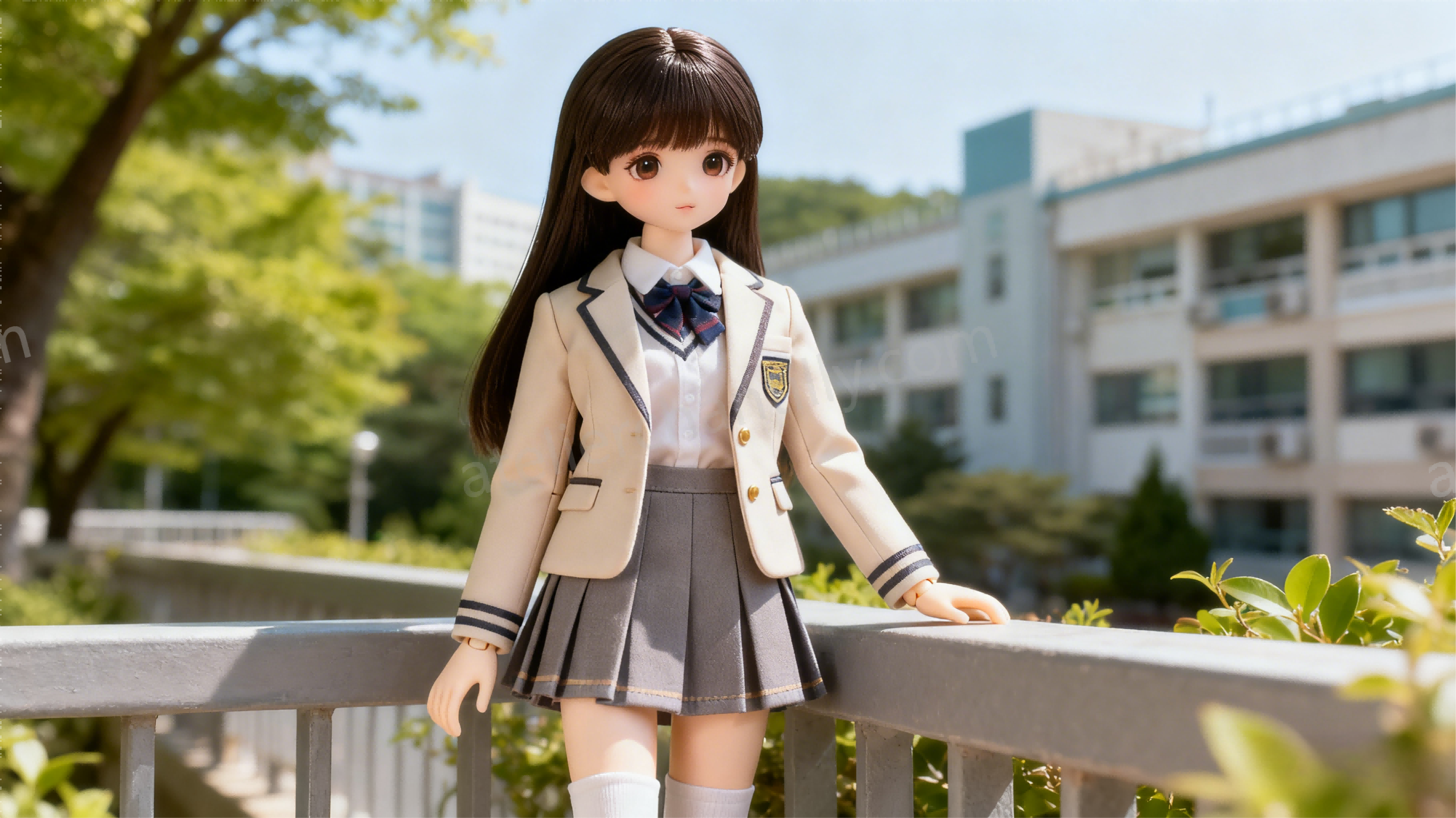 BJD doll wearing modern Korean-style school uniform