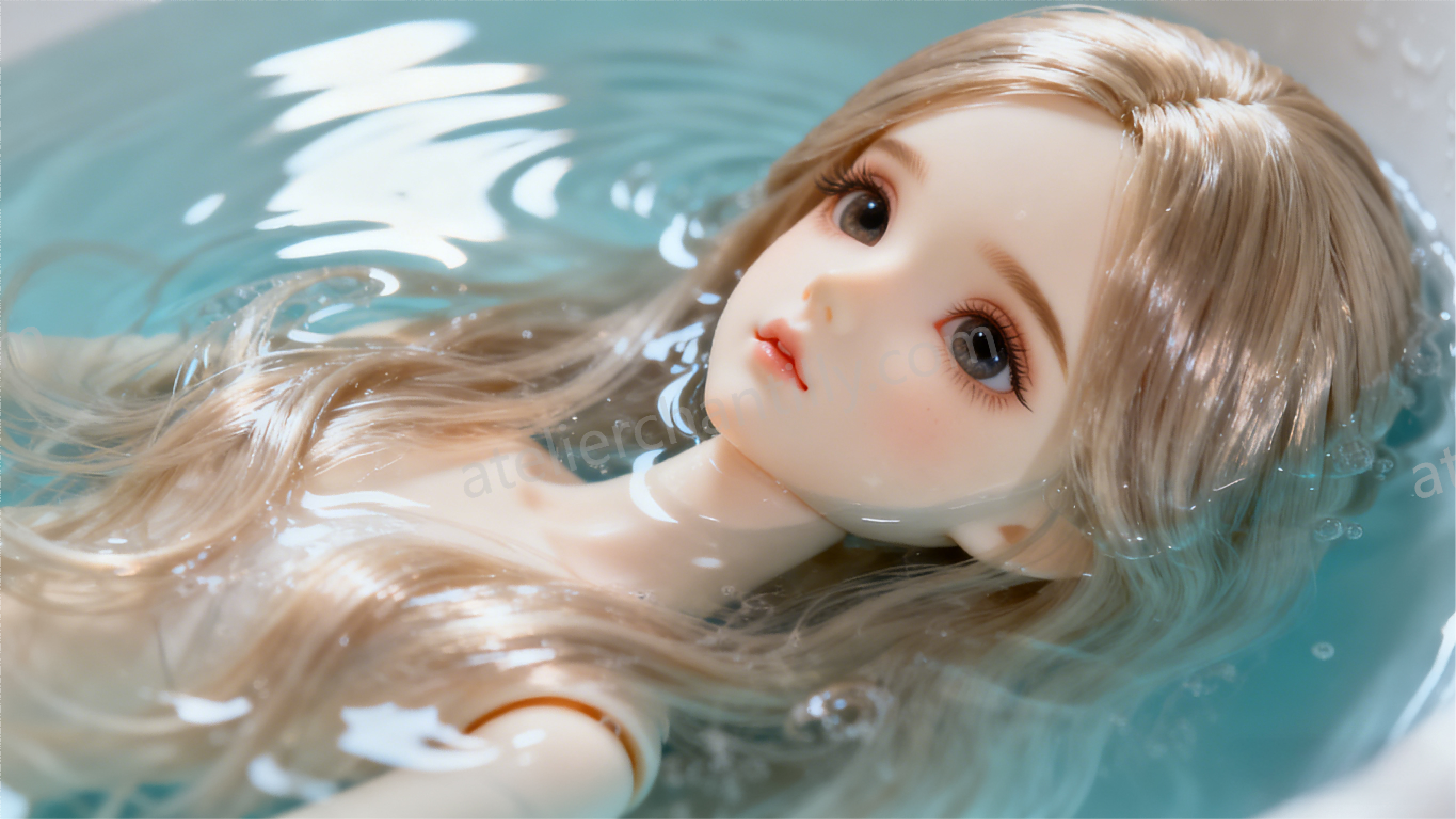 Soaking a BJD wig in lukewarm water
