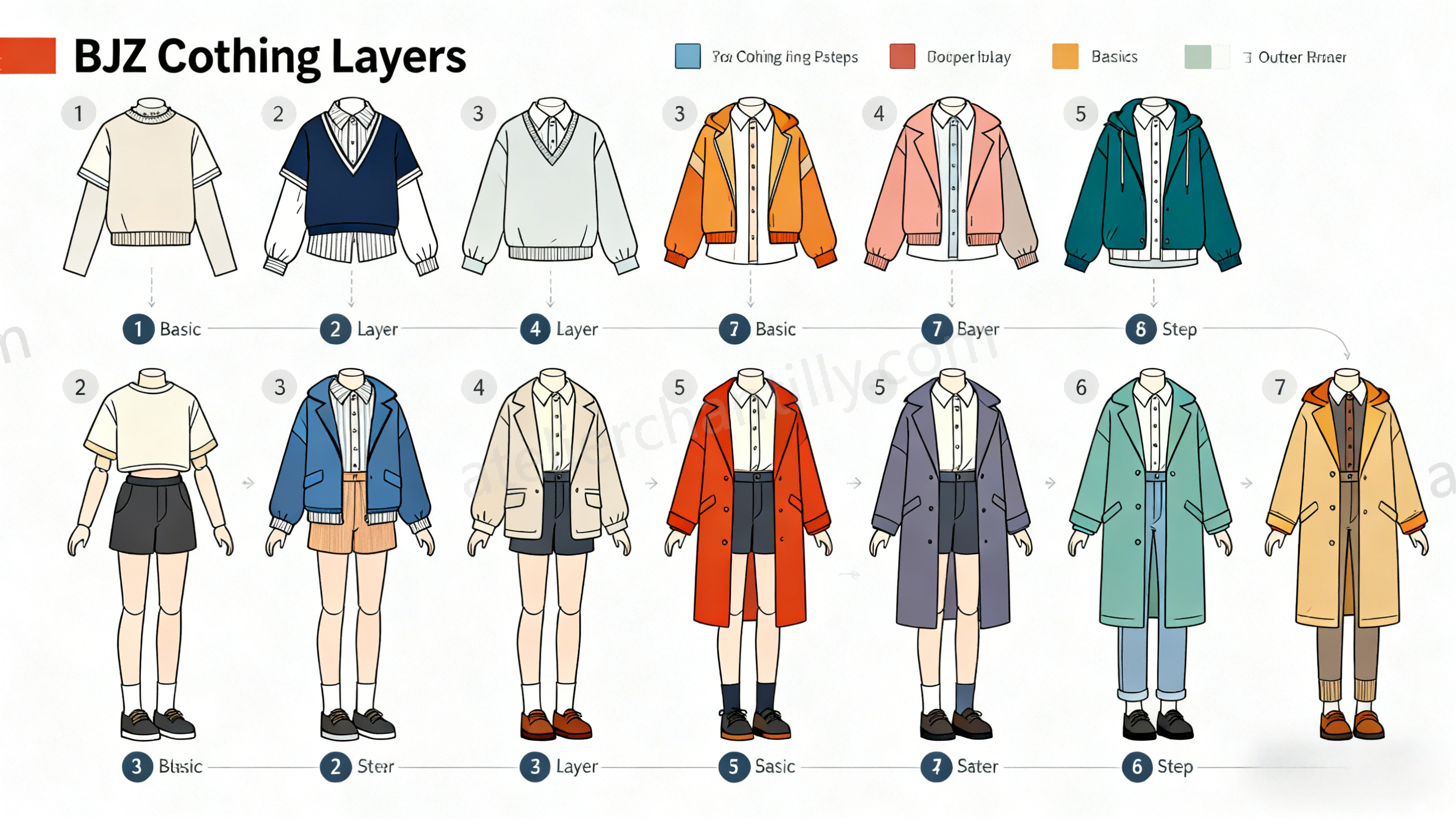 Layering steps for dressing a BJD doll in correct order