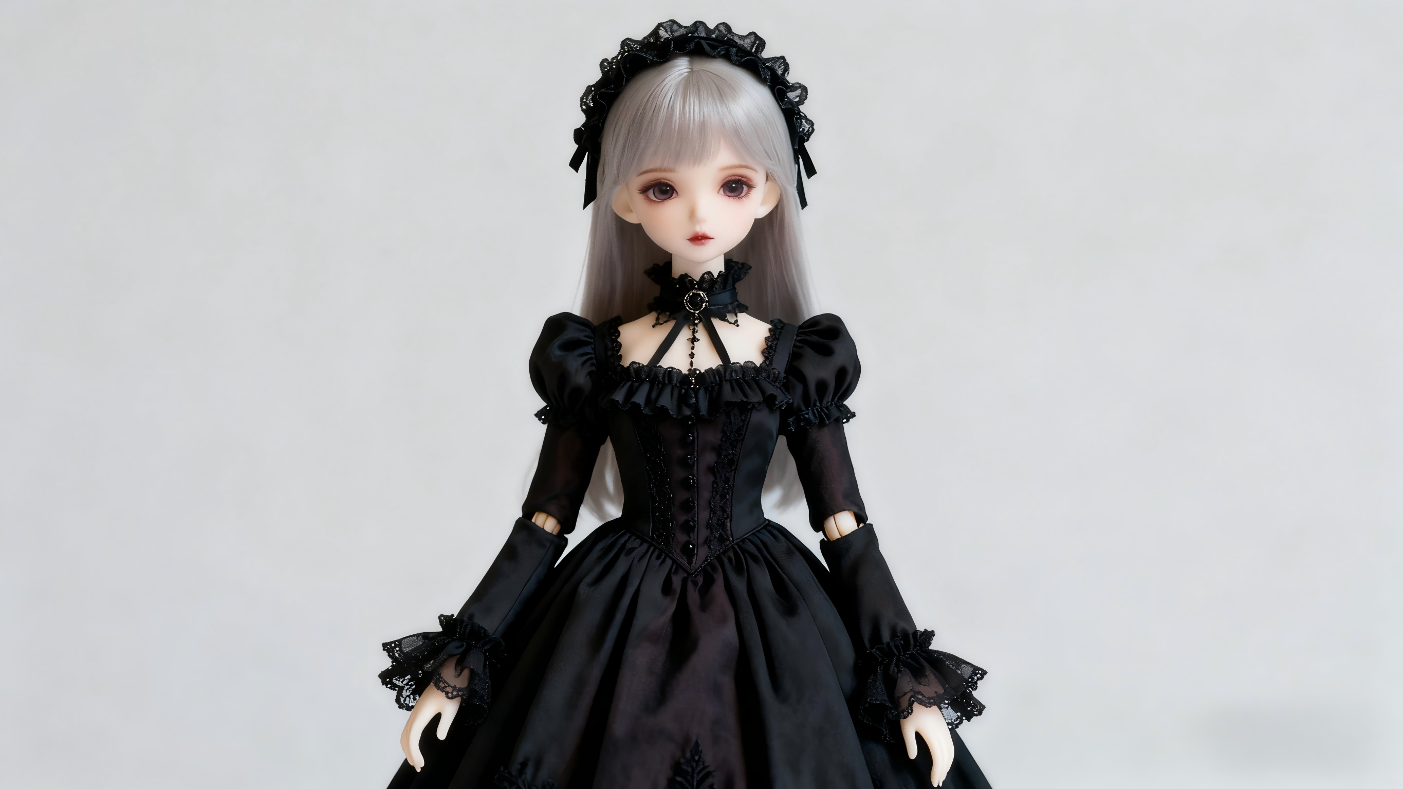 Gothic BJD outfit with vintage and romantic influences
