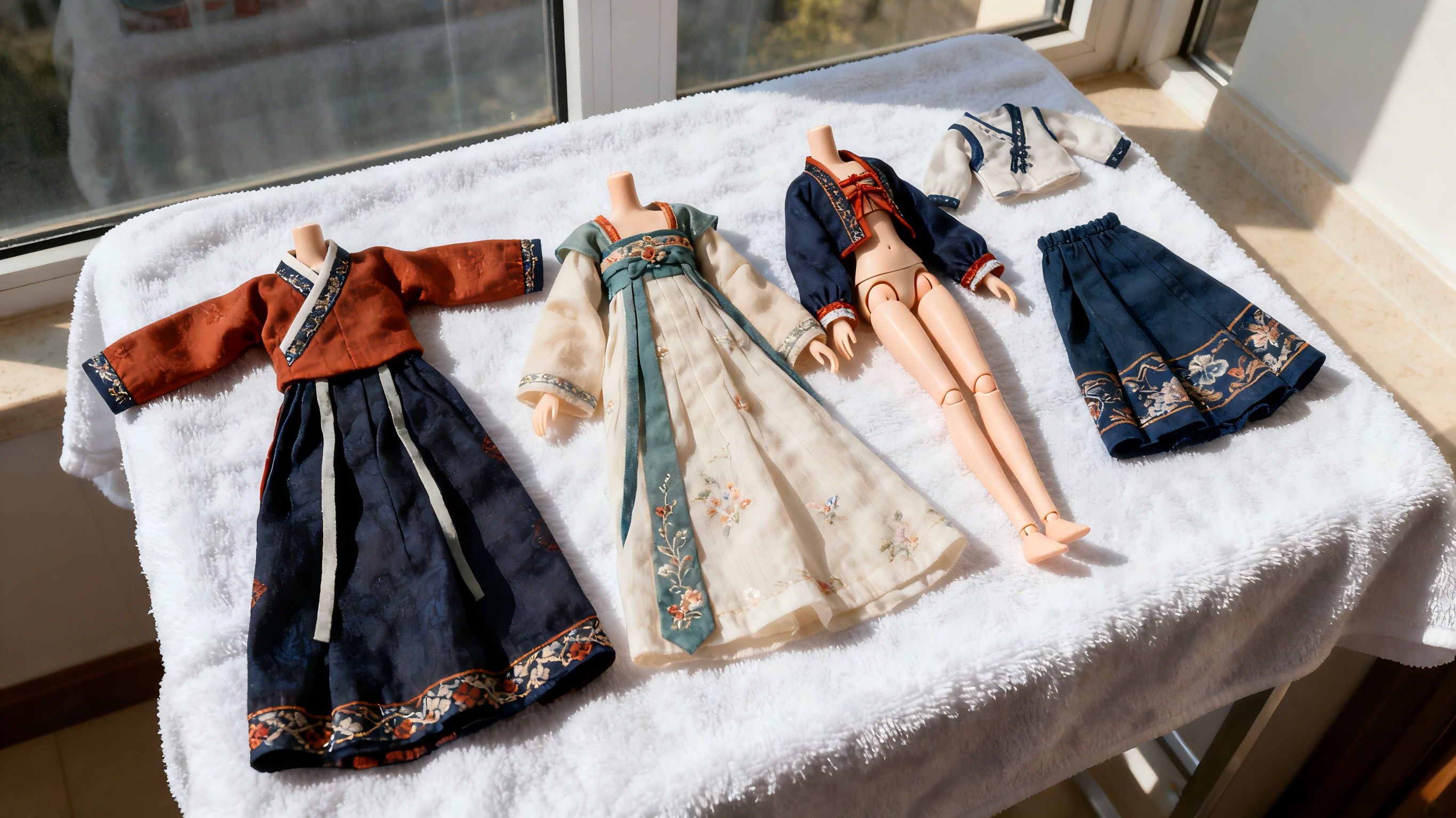 air drying BJD clothes on a towel