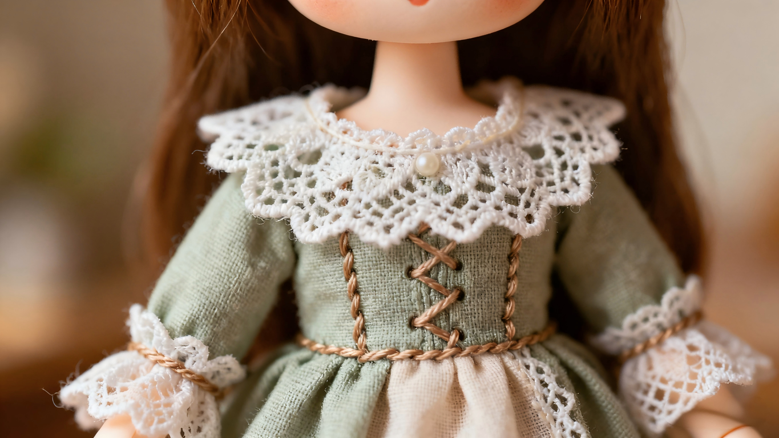 hand stitching details on custom BJD doll outfit