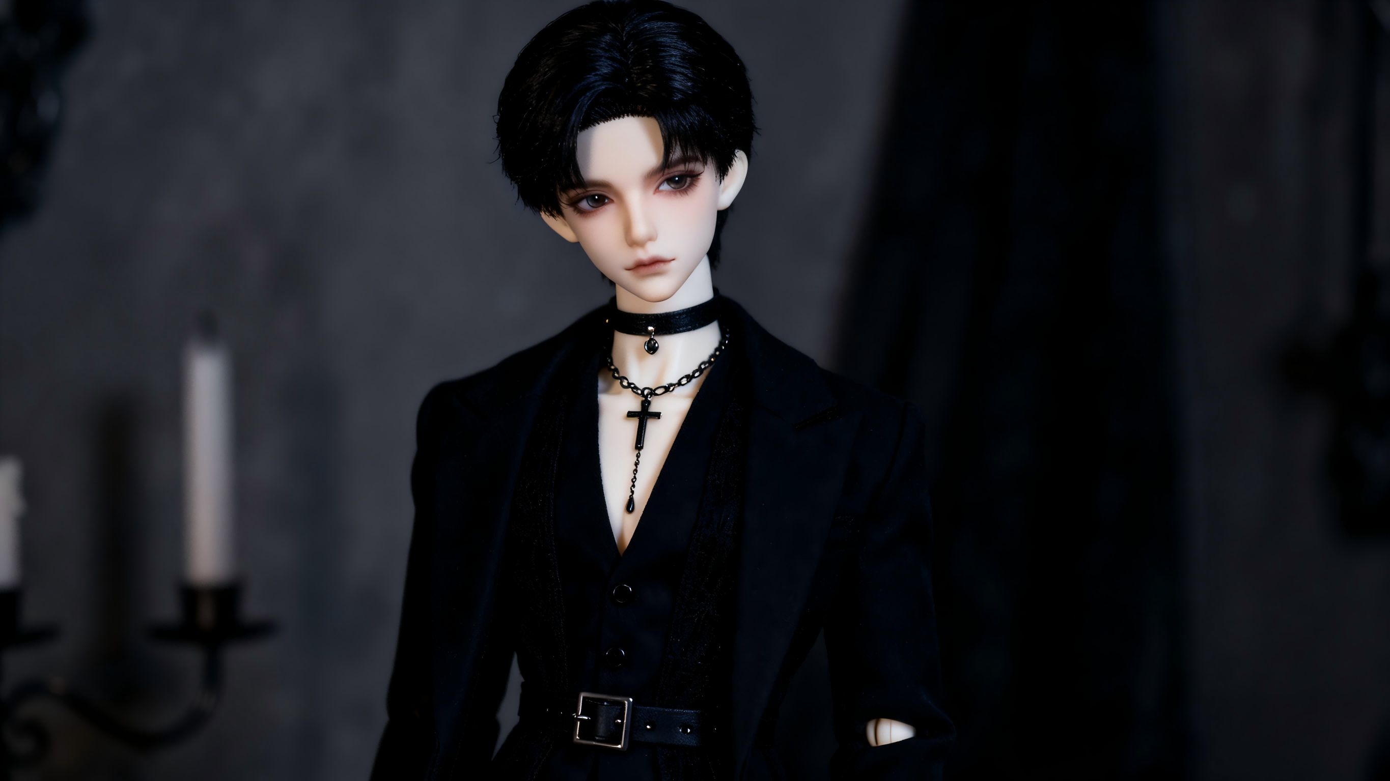 Gothic BJD doll styling for dark aesthetic photography