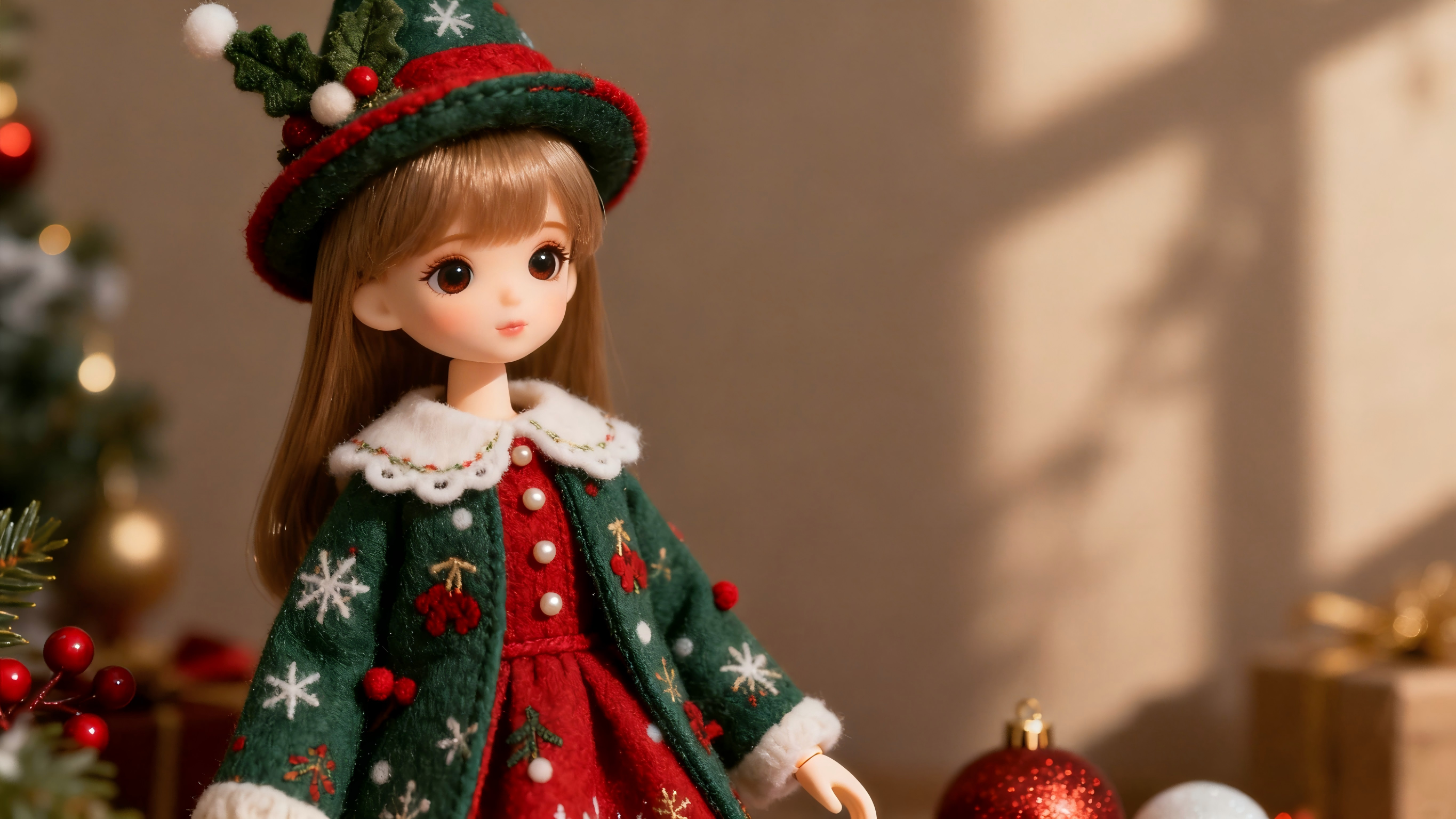 Seasonal themed BJD outfit styled for artistic display and collection