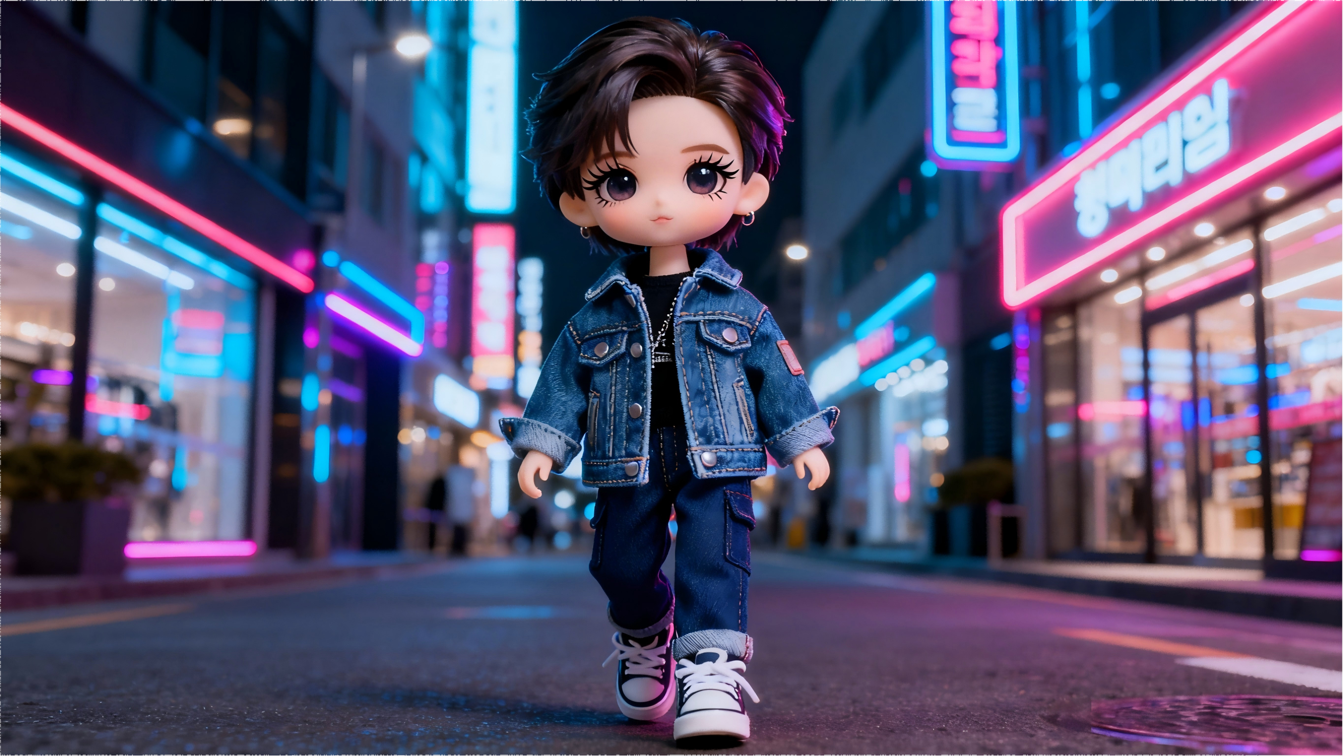 BJD doll in street style jackets paired with pants and sneakers