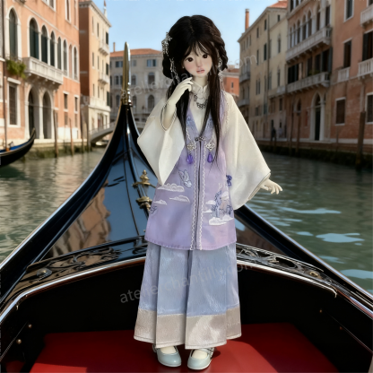 1/4 BJD doll in oriental dress on a Venice gondola - Atelier Chantilly