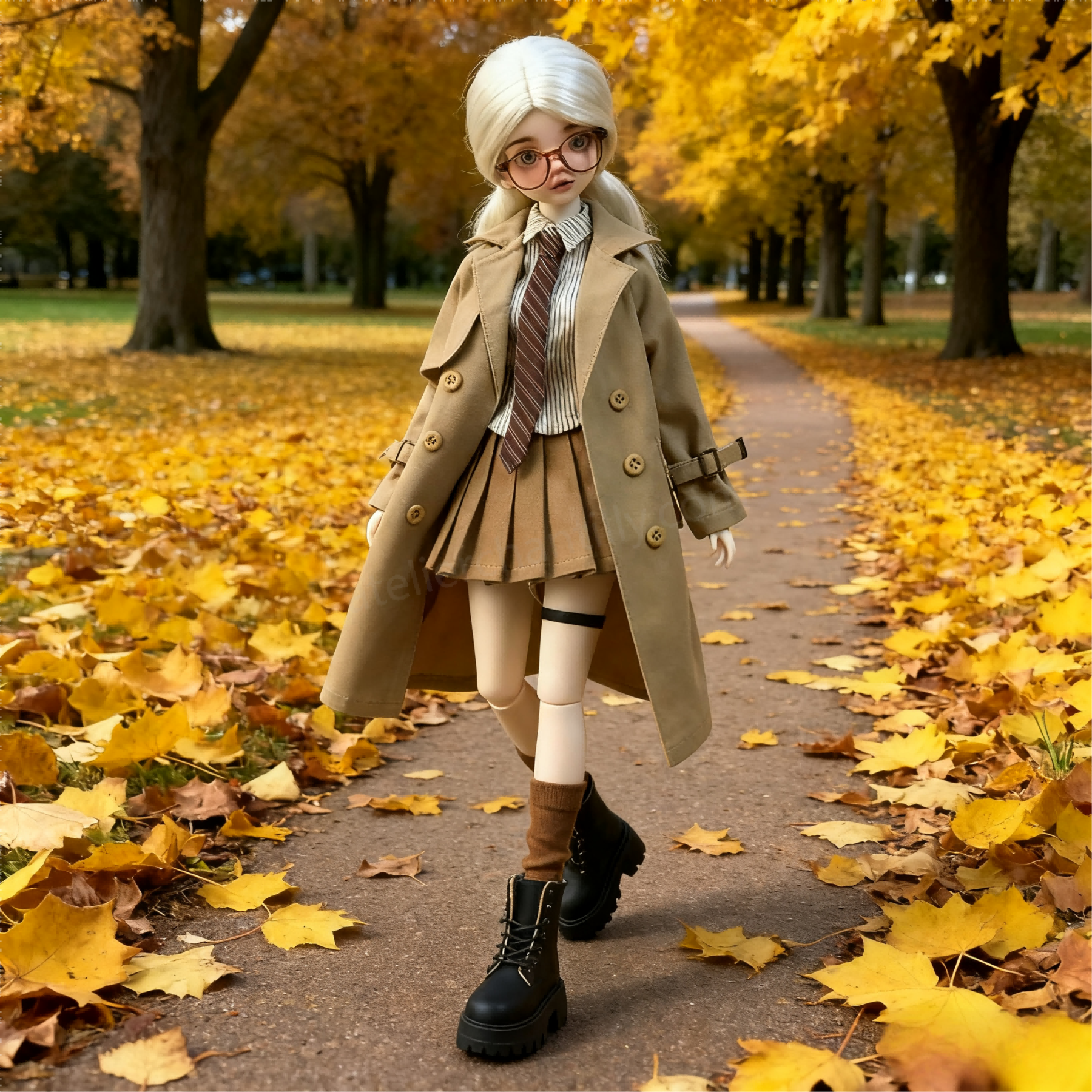 Khaki British Academia Outfit for 1/4 BJD Dolls | Atelier Chantilly --A17-Atelier Chantilly