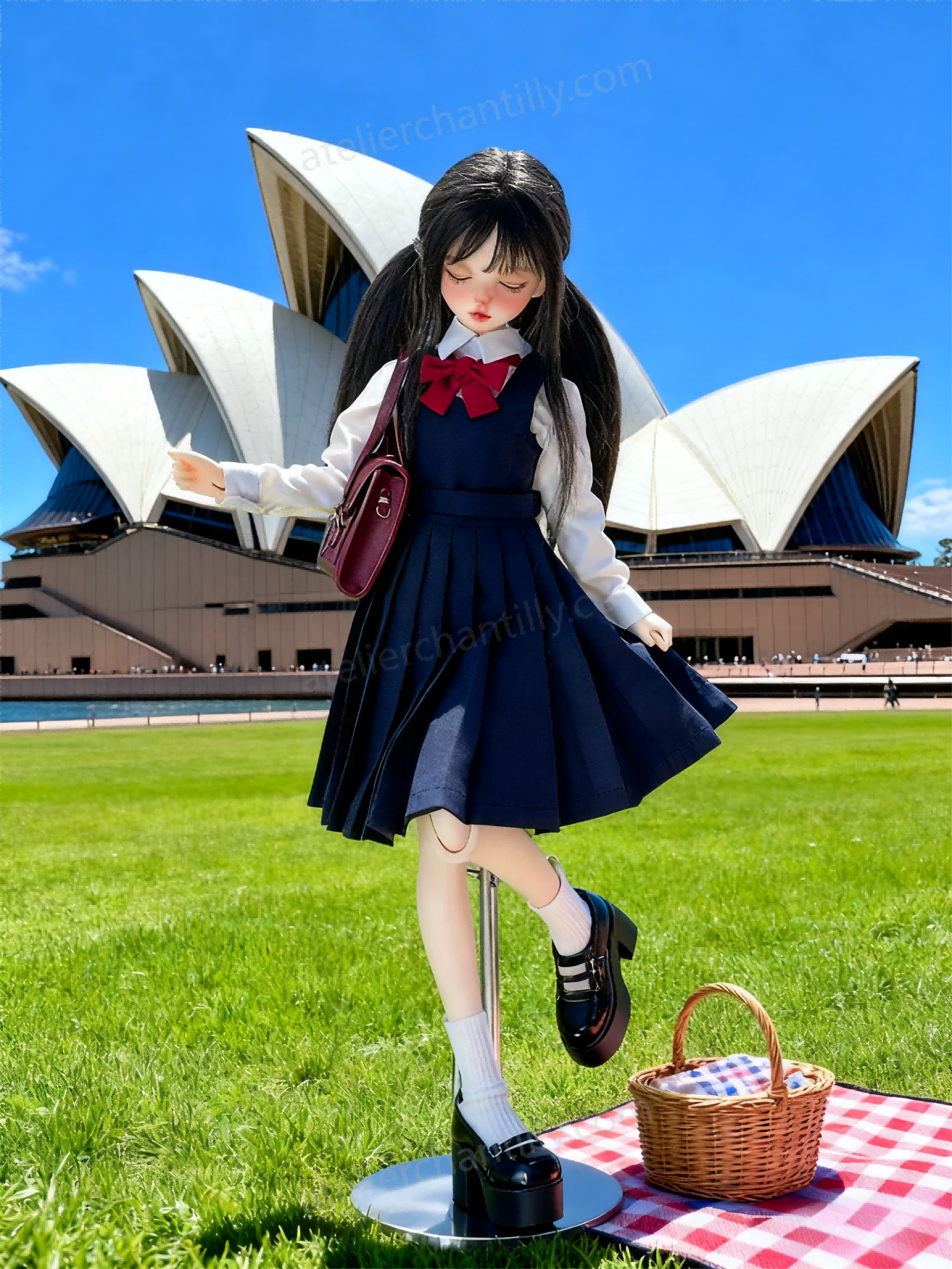 Navy Blue Japanese School Uniform Outfit for 1/4 BJD Dolls | Atelier Chantilly --A19-Atelier Chantilly