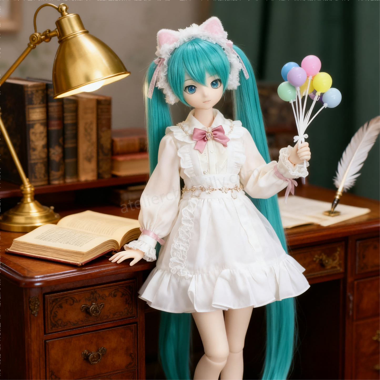 White Lace Cat-Ear Lolita Outfit for 1/3 BJD Dolls | Atelier Chantilly --A21-Atelier Chantilly