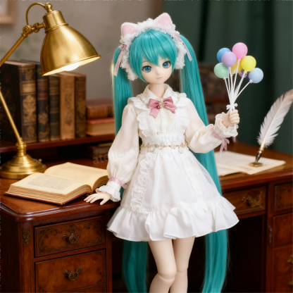 White Lace Cat-Ear Lolita Outfit for 1/3 BJD Dolls | Atelier Chantilly --A21-Atelier Chantilly