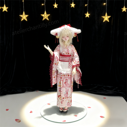 Cute Pink Bunny Print Kimono BJD Doll Outfit, Perfect for 1/4 Scale Dolls, Exquisite Details --A03-Atelier Chantilly