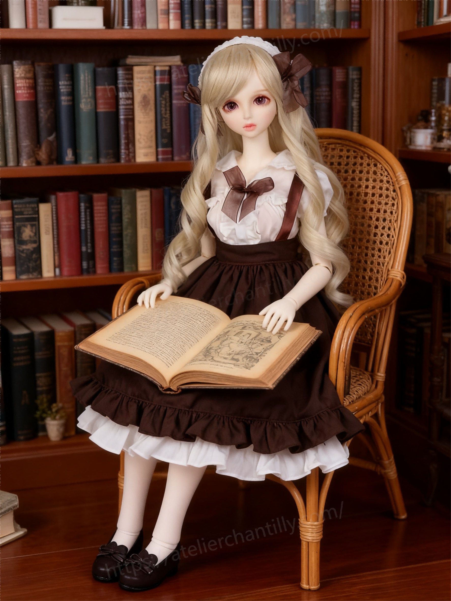 Brown White Vintage Lolita Maid Outfit for 1/3 BJD Dolls | Atelier Chantilly --A27-Atelier Chantilly