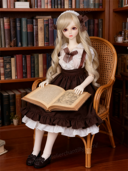 Brown White Vintage Lolita Maid Outfit for 1/3 BJD Dolls | Atelier Chantilly --A27-Atelier Chantilly