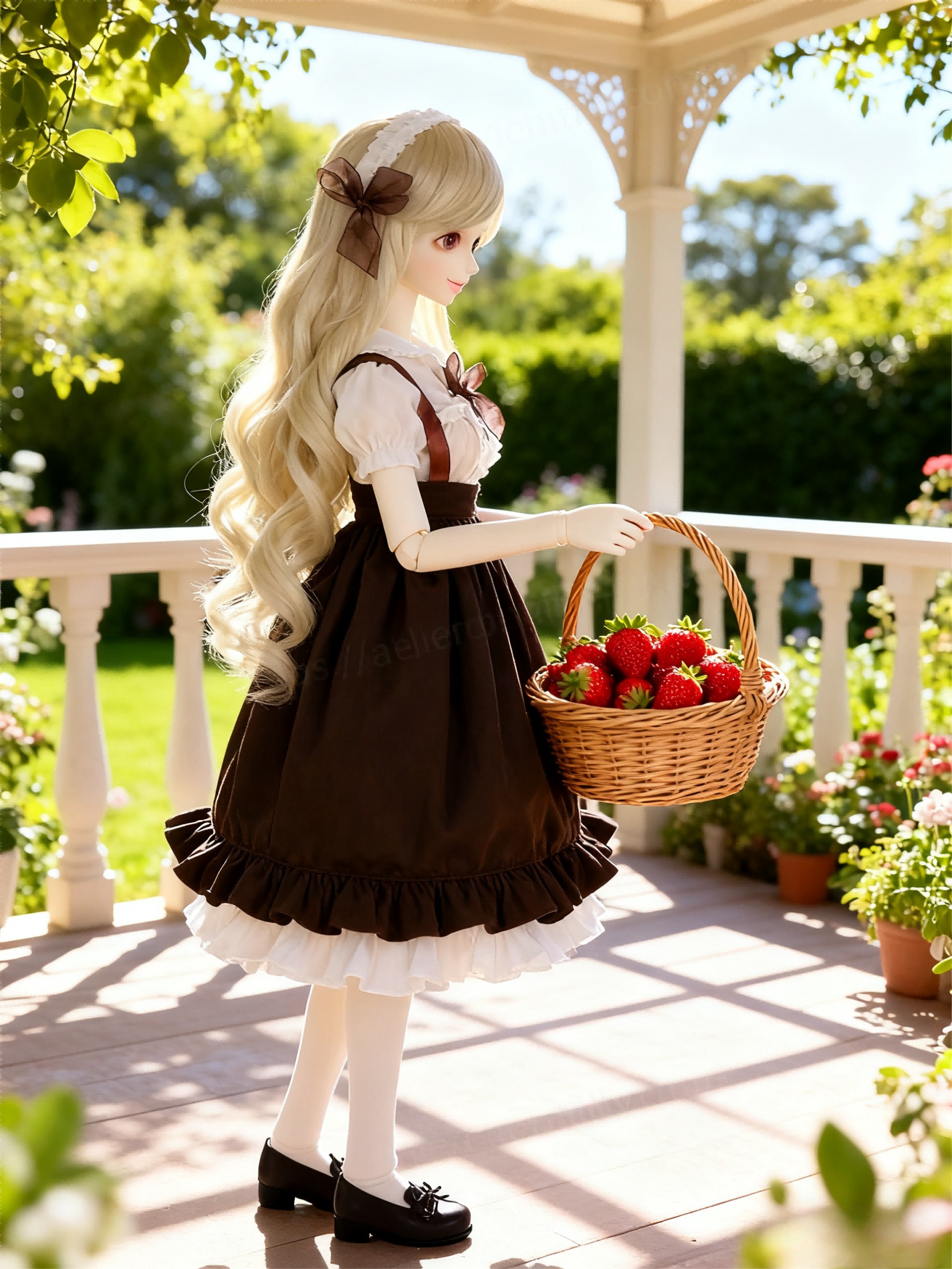 Brown White Vintage Lolita Maid Outfit for 1/6 BJD Dolls | Atelier Chantilly --A27-Atelier Chantilly