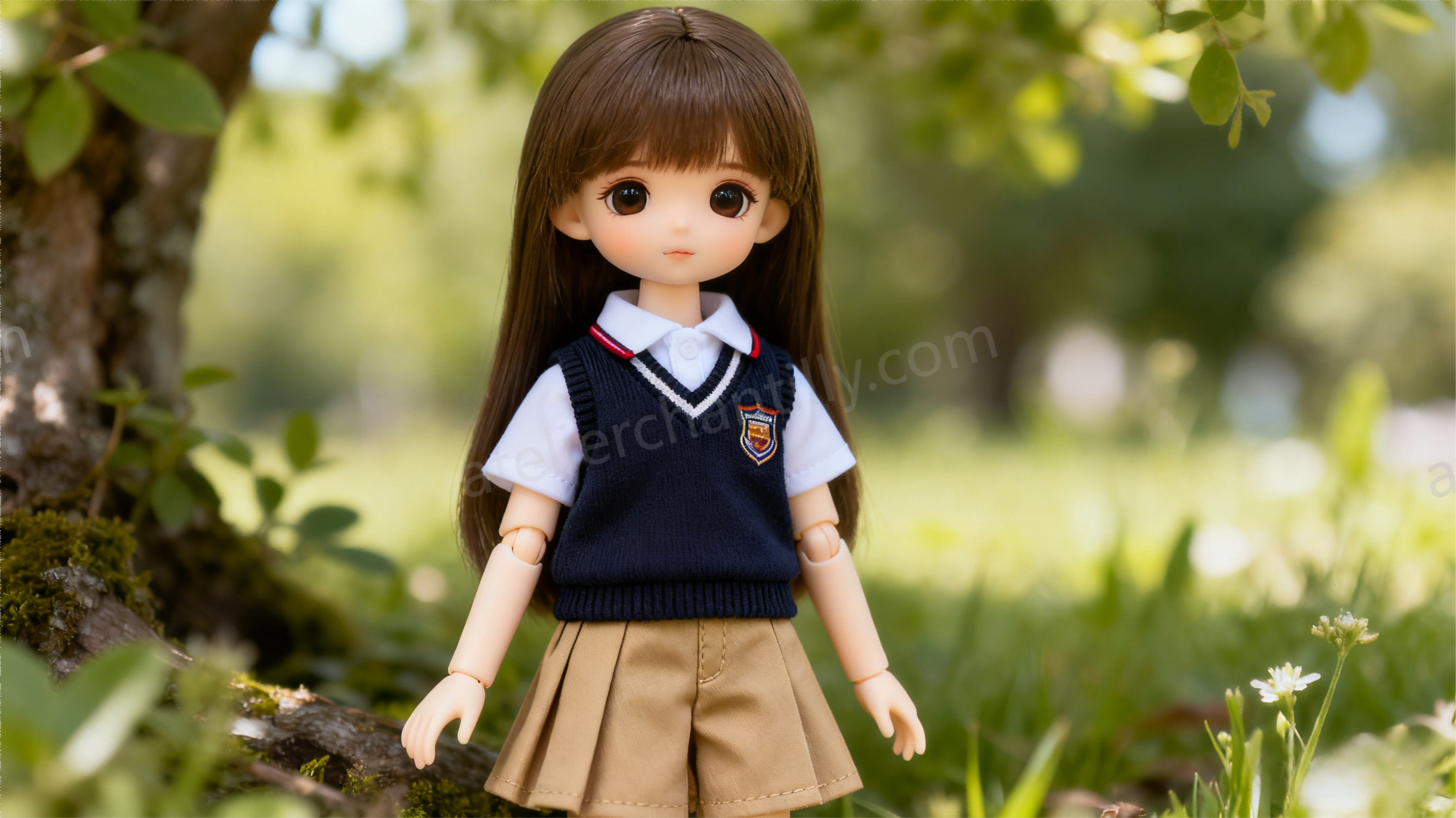 BJD doll wearing Western-style private school uniform
