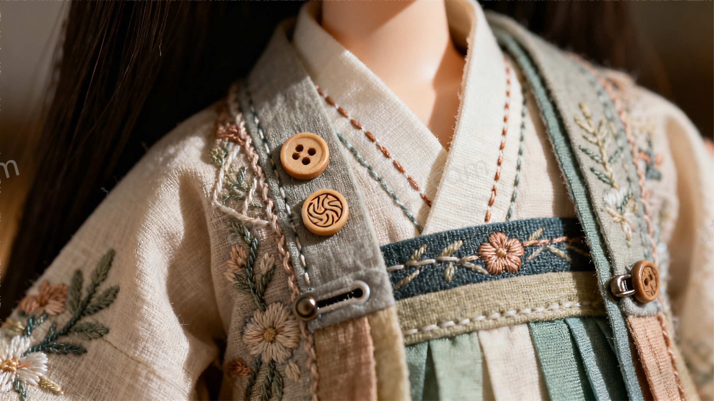 Detailed construction elements like linings and embroidery on BJD clothing