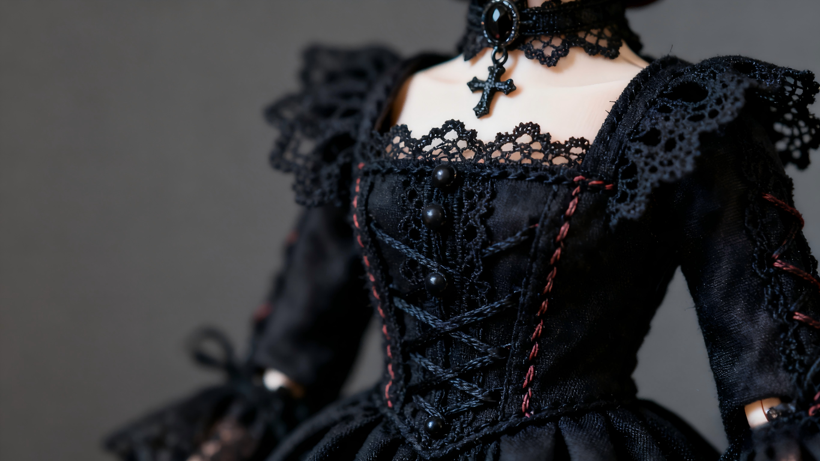 Handmade gothic BJD clothing craftsmanship details