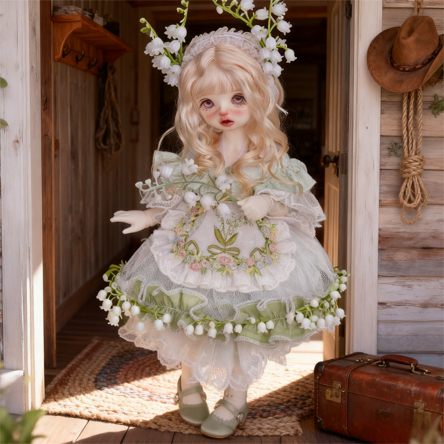 Lily of the Valley Vintage Lolita Dress for 1/6 BJD Dolls | Atelier Chantilly --A06-Atelier Chantilly
