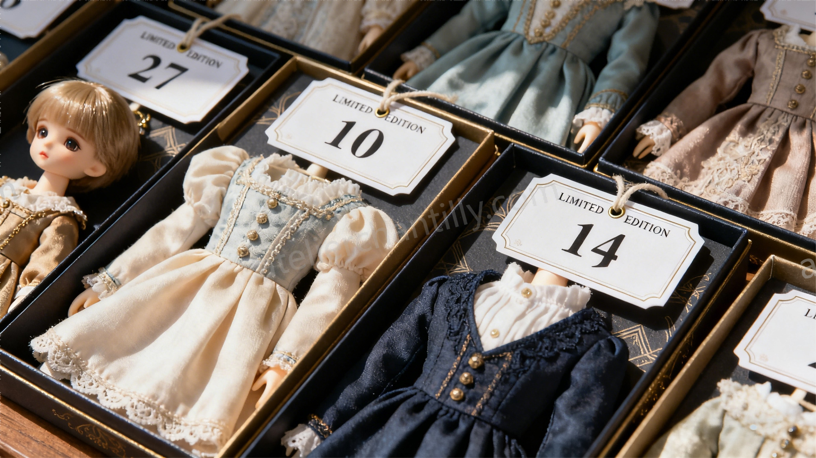 Limited edition BJD clothing with numbered tags for collectors