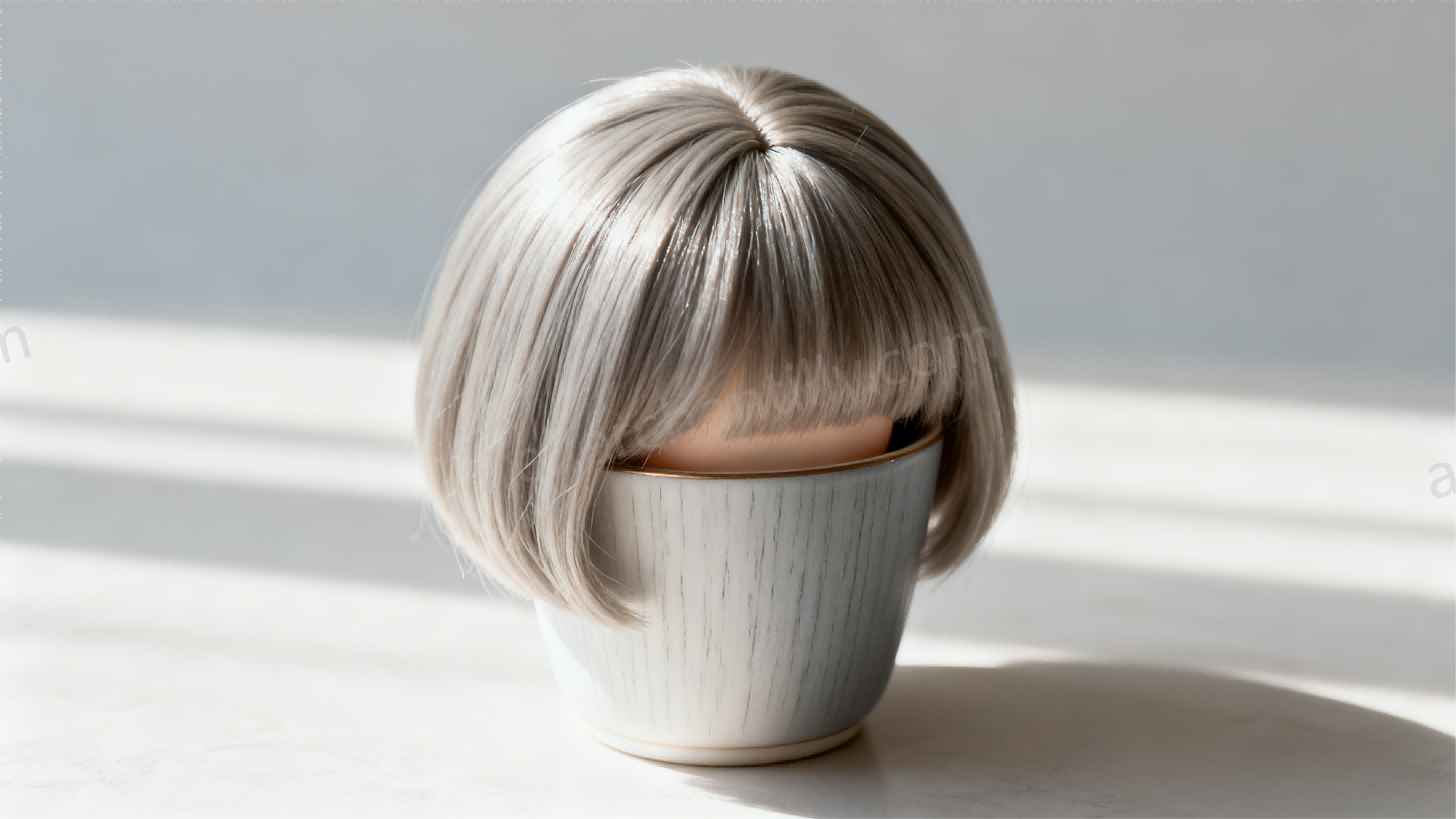 Air drying BJD wig on a stand