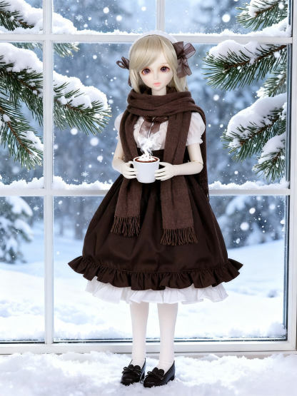 Brown White Vintage Lolita Maid Outfit for 1/6 BJD Dolls | Atelier Chantilly --A27-Atelier Chantilly