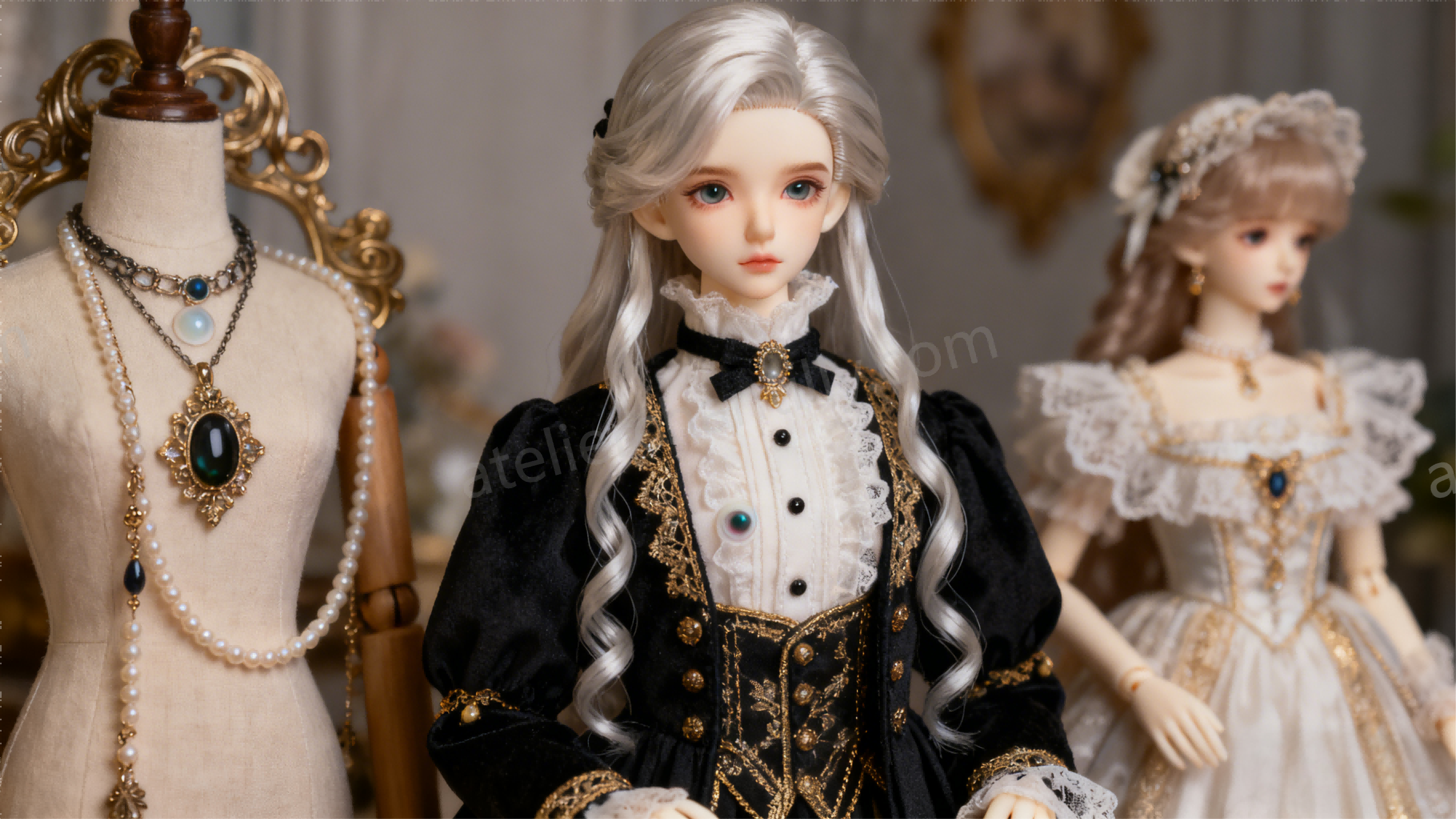 Full BJD styling including clothes, wig, eyes, and accessories