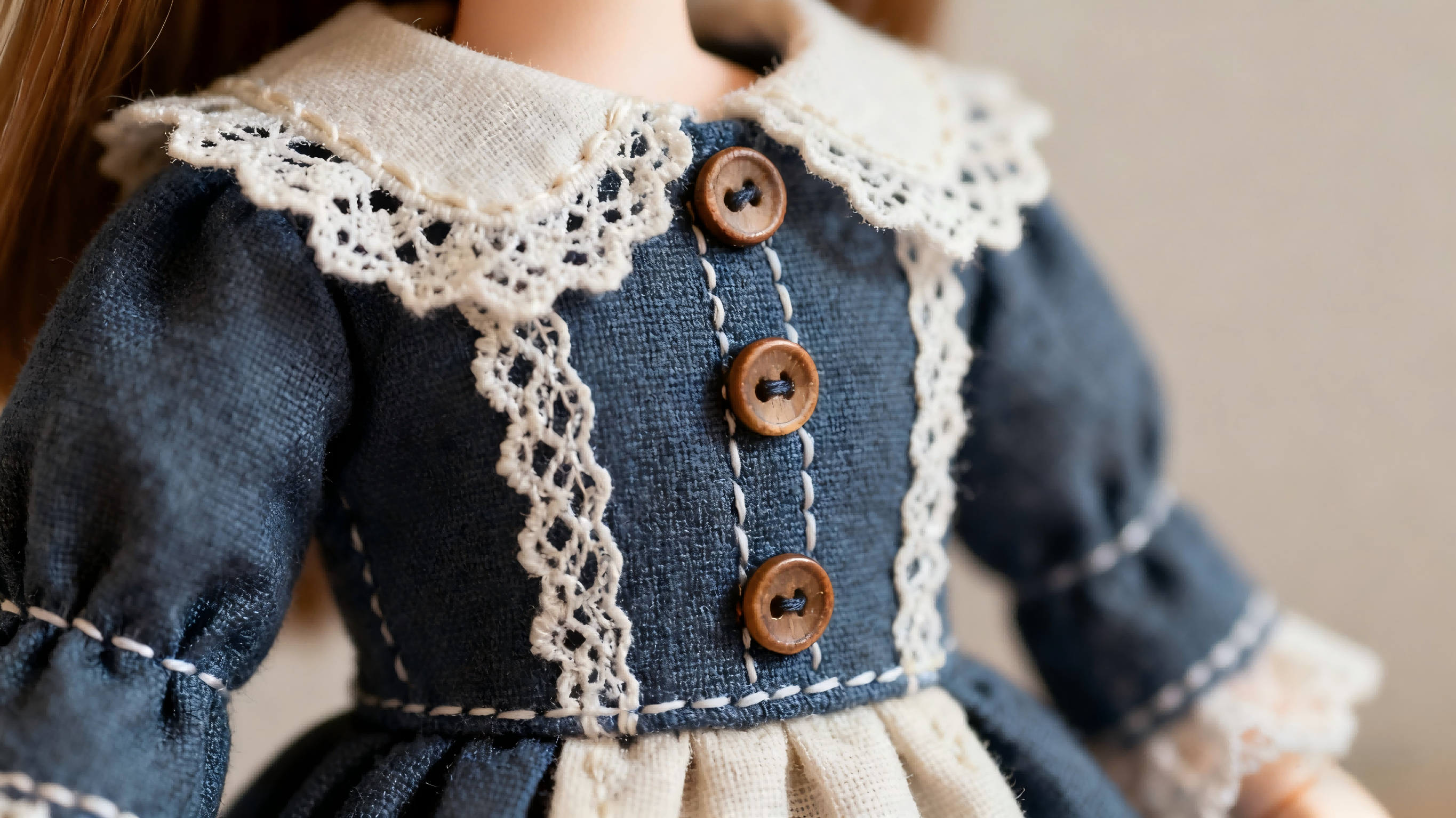 Handmade BJD clothing craftsmanship and detailed fabric stitching