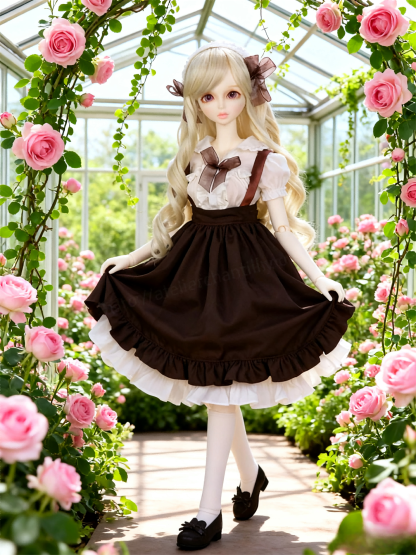 Brown White Vintage Lolita Maid Outfit for 1/6 BJD Dolls | Atelier Chantilly --A27-Atelier Chantilly