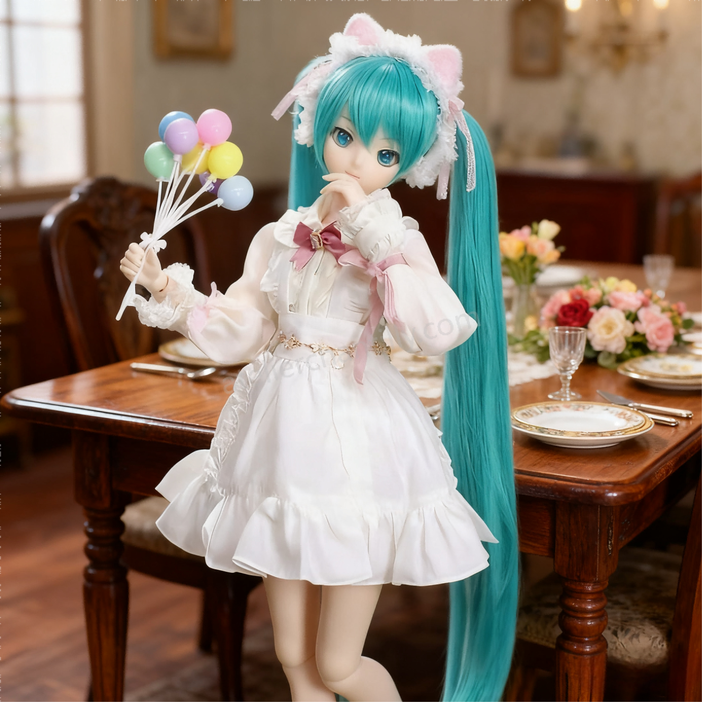 White Lace Cat-Ear Lolita Outfit for 1/3 BJD Dolls | Atelier Chantilly --A21-Atelier Chantilly