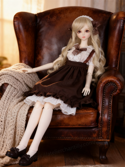 Brown White Vintage Lolita Maid Outfit for 1/3 BJD Dolls | Atelier Chantilly --A27-Atelier Chantilly