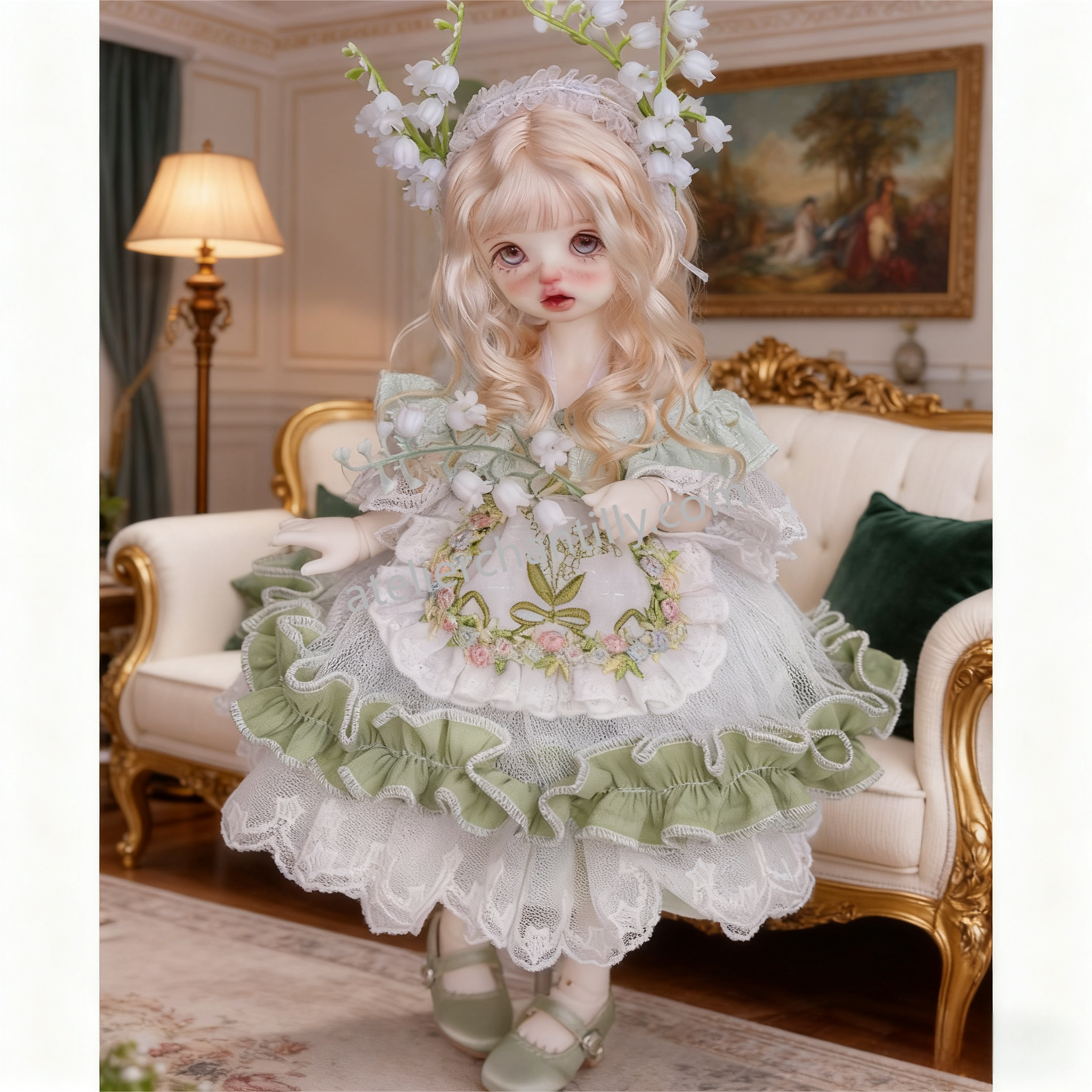 Lily of the Valley Vintage Lolita Dress for 1/6 BJD Dolls | Atelier Chantilly --A06-Atelier Chantilly