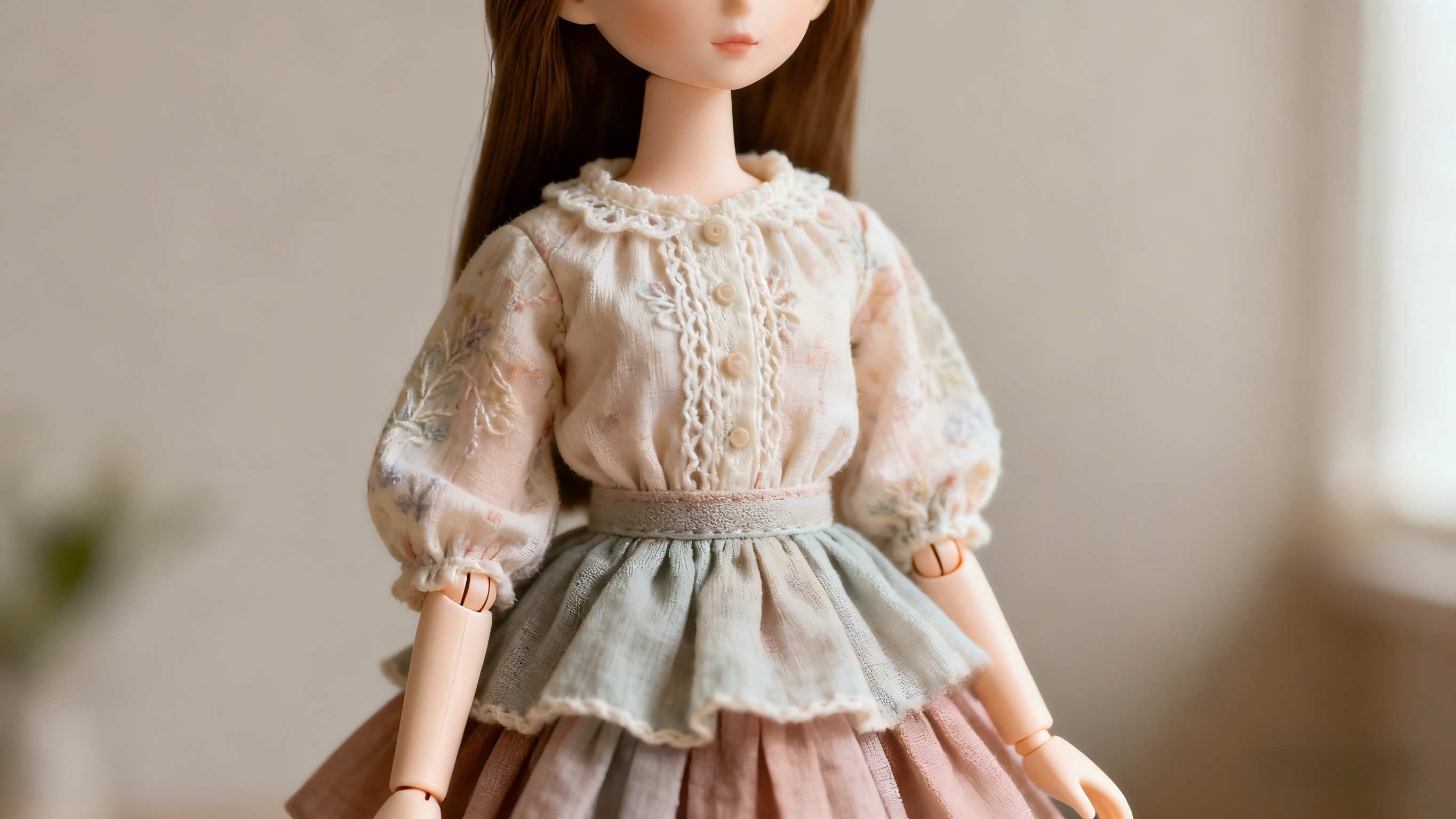 BJD doll outfit mixing top and skirt with elegant proportions