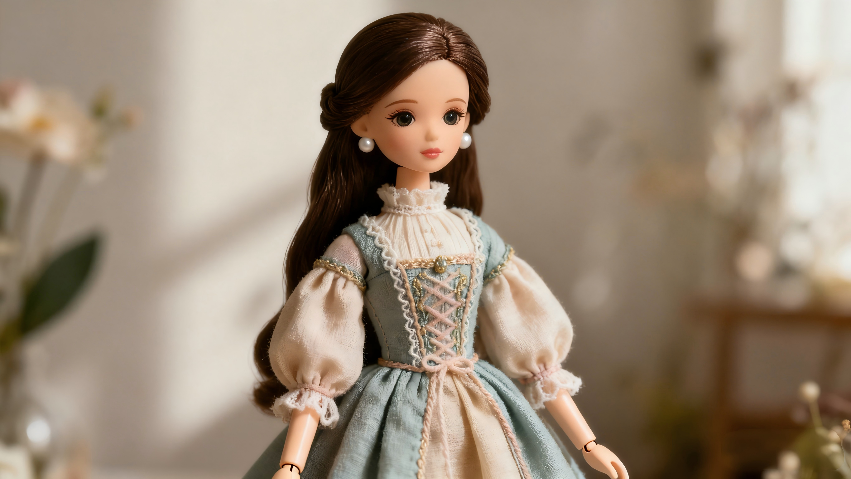 BJD outfit styled for photoshoot with layered clothing and soft lighting