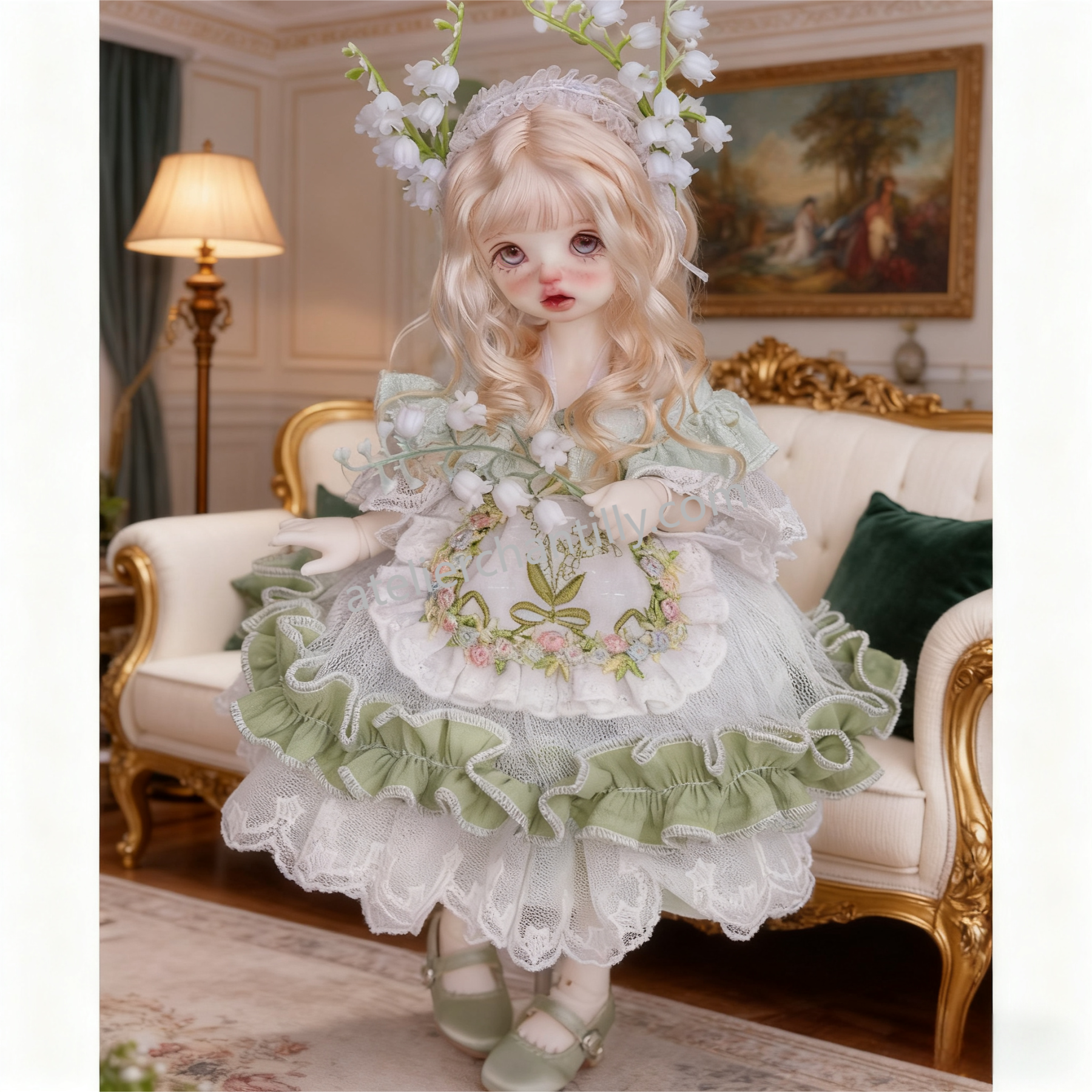 Lily of the Valley Vintage Lolita Dress for 1/6 BJD Dolls | Atelier Chantilly --A06-Atelier Chantilly