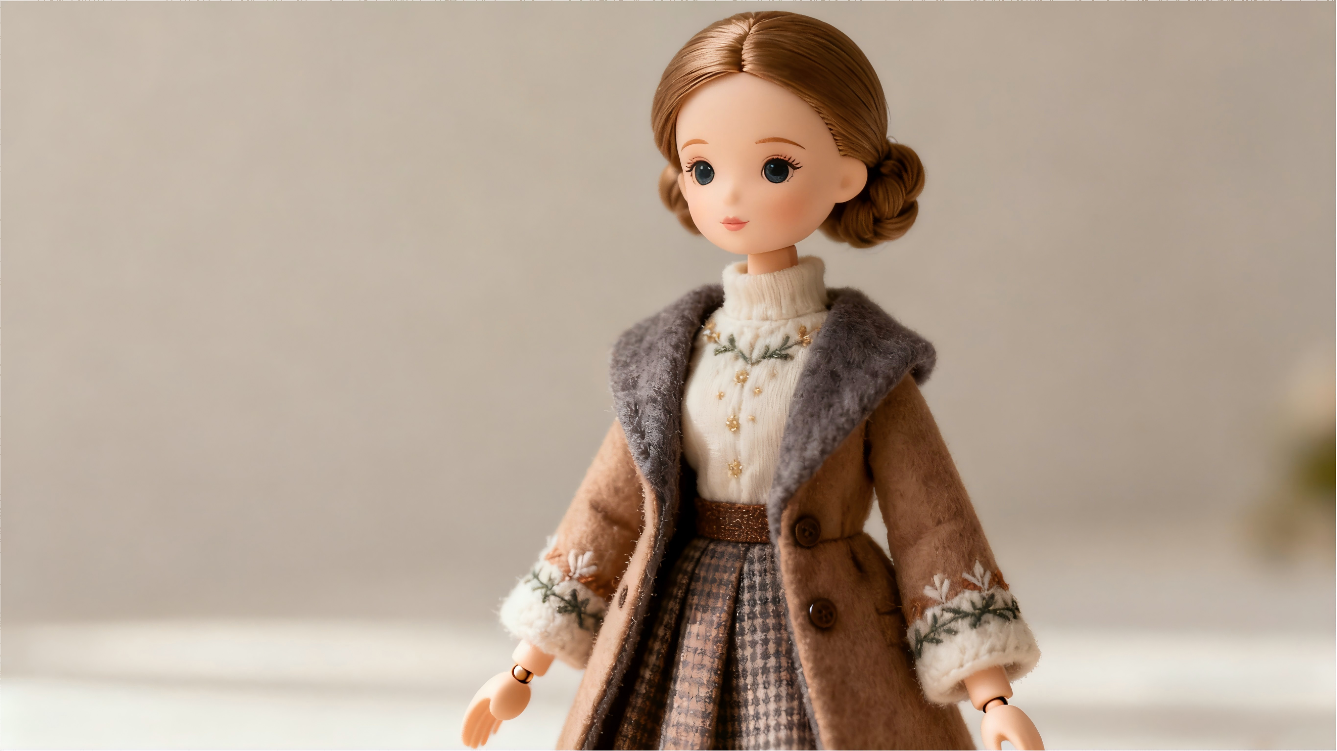 Seasonal themed BJD outfit with handmade clothing and refined fabric details