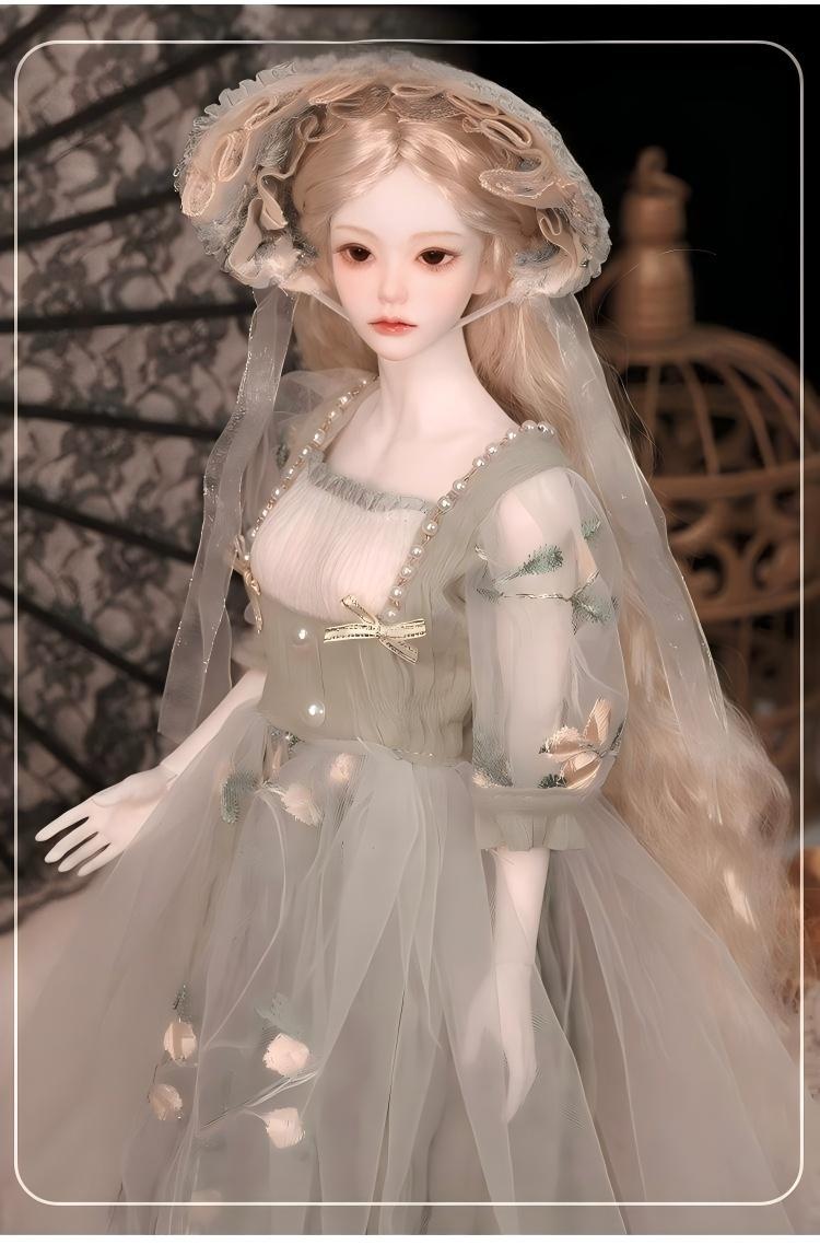 pastel fabric detail light colored skirt for bjd dolls