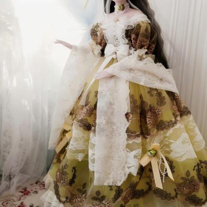 pleated fabric detail retro palace style skirt for bjd dolls