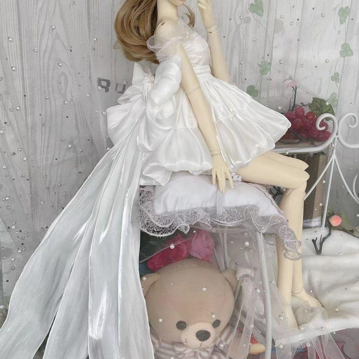 romantic styling white tulle skirt outfit for bjd doll