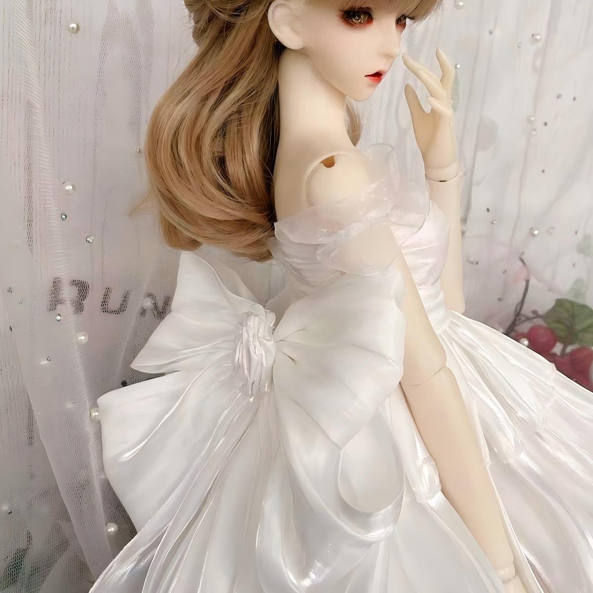 white glass tulle skirt for bjd dolls 1/3 1/4 1/6