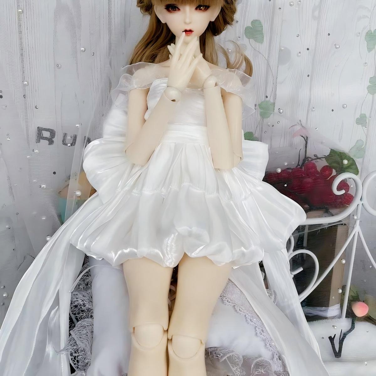 white glass tulle skirt for 1/6 bjd doll