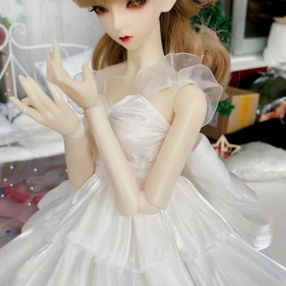 white glass tulle skirt for 1/3 bjd doll