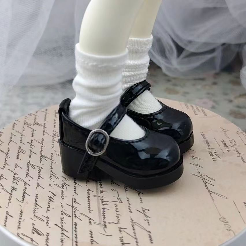 ** Pink BJD Mary Jane doll shoes with bows