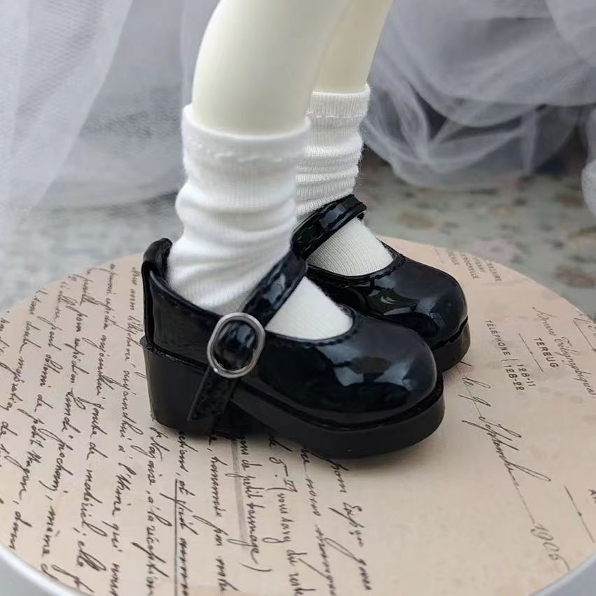 ** Pink BJD Mary Jane doll shoes with bows