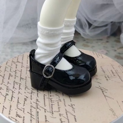 ** Pink BJD Mary Jane doll shoes with bows