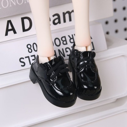 Black patent leather lace-up Oxford shoes for BJD doll
