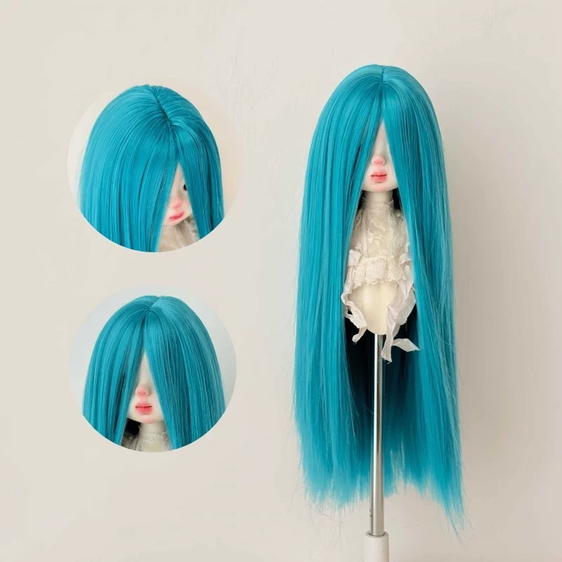 **BDJ Doll Wig Sky Blue Long Straight Hair | Premium Doll Wig**