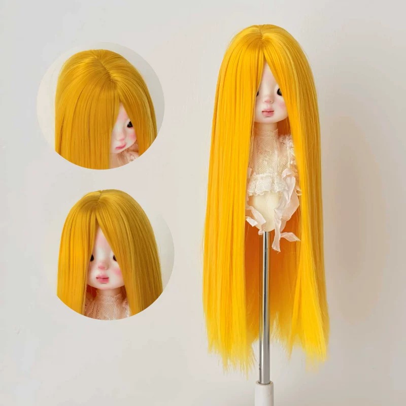 BDJ Doll Wig Caramel Orange Long Hair | Handmade Doll Wig
