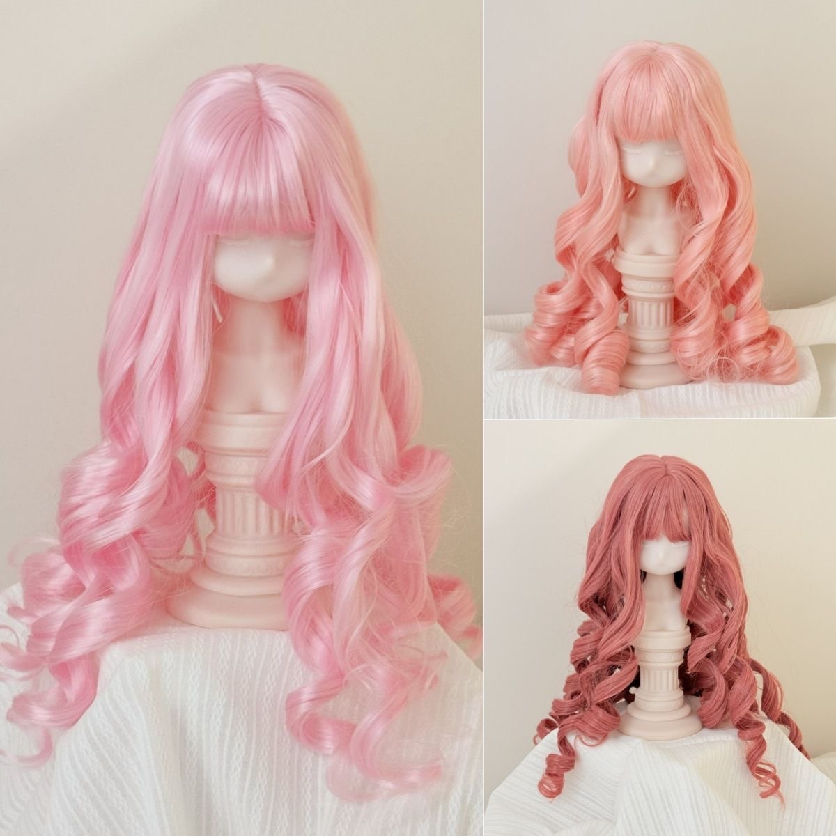 Atelier Chantilly rose pink doll wig – elegant and voluminous curls