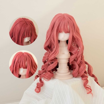 Rose pink curly BJD wig with volume – Atelier Chantilly collection