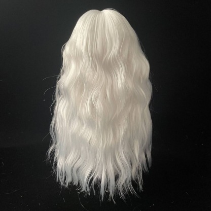 Elegant white long doll wig with ribbon top – Atelier Chantilly collection